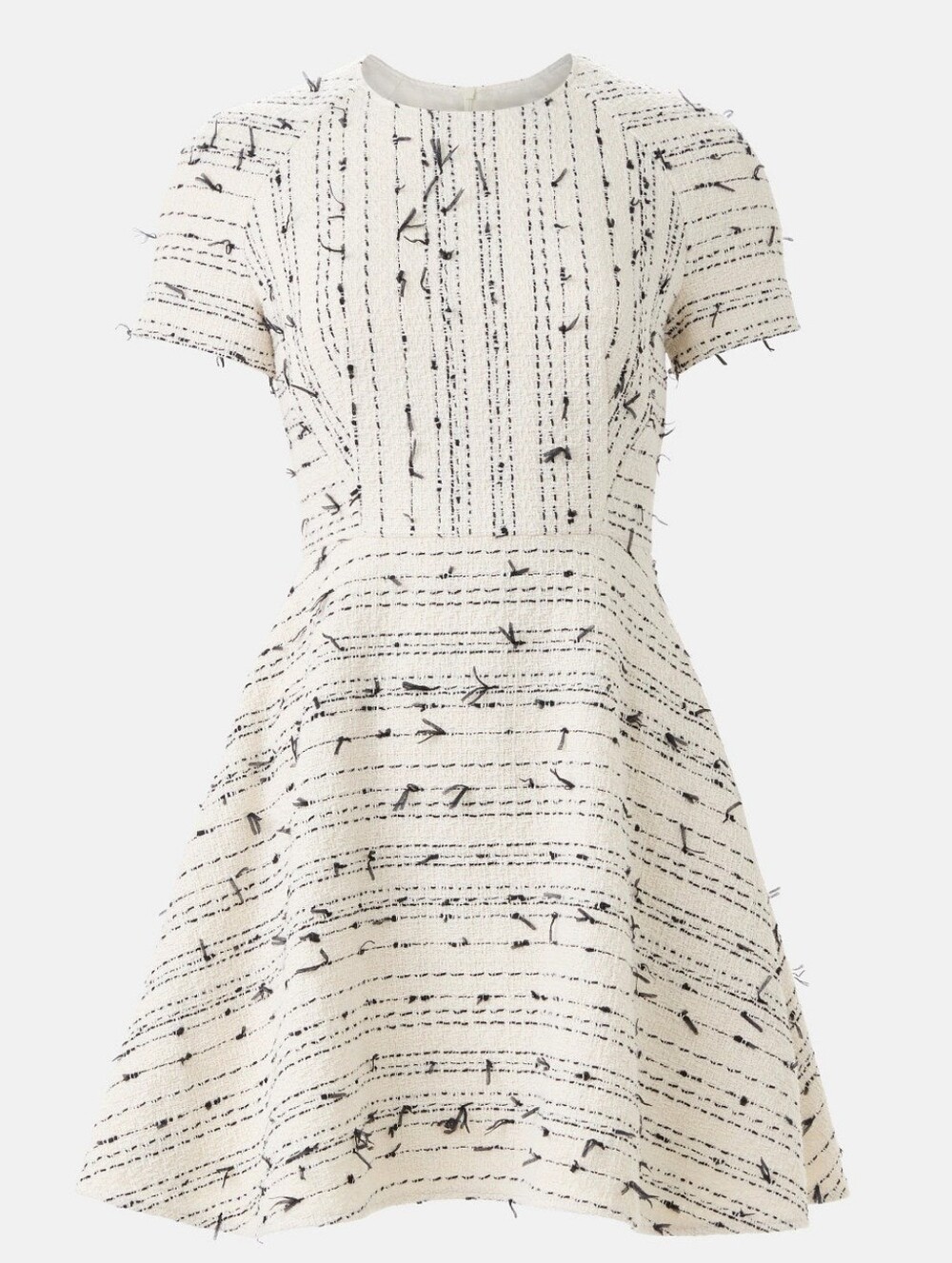 BOSS Datarni Tweed Mini Dress Crew Neck Short Sleeve Back Zipper Size 8
